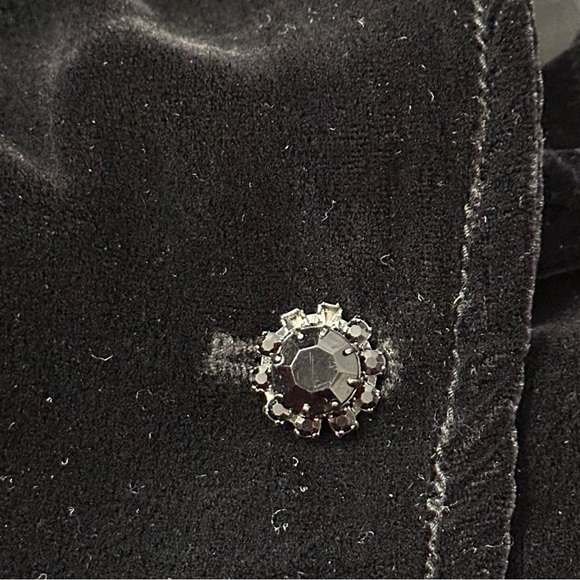 Ralph Lauren Vintage Womens Size M Black Crushed Velvet Rhinestone Button Jacket - Picture 7 of 13